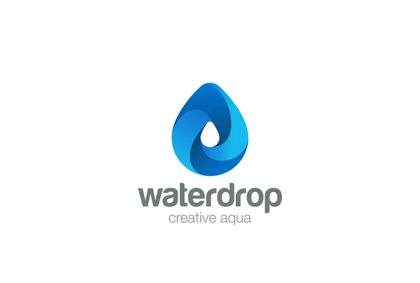 Goccia d'acqua Logo design 3D vector — Vettoriale Stock