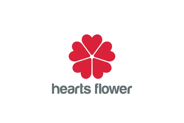 Hjärtat Star Flower Logo design vector mall. — Stock vektor