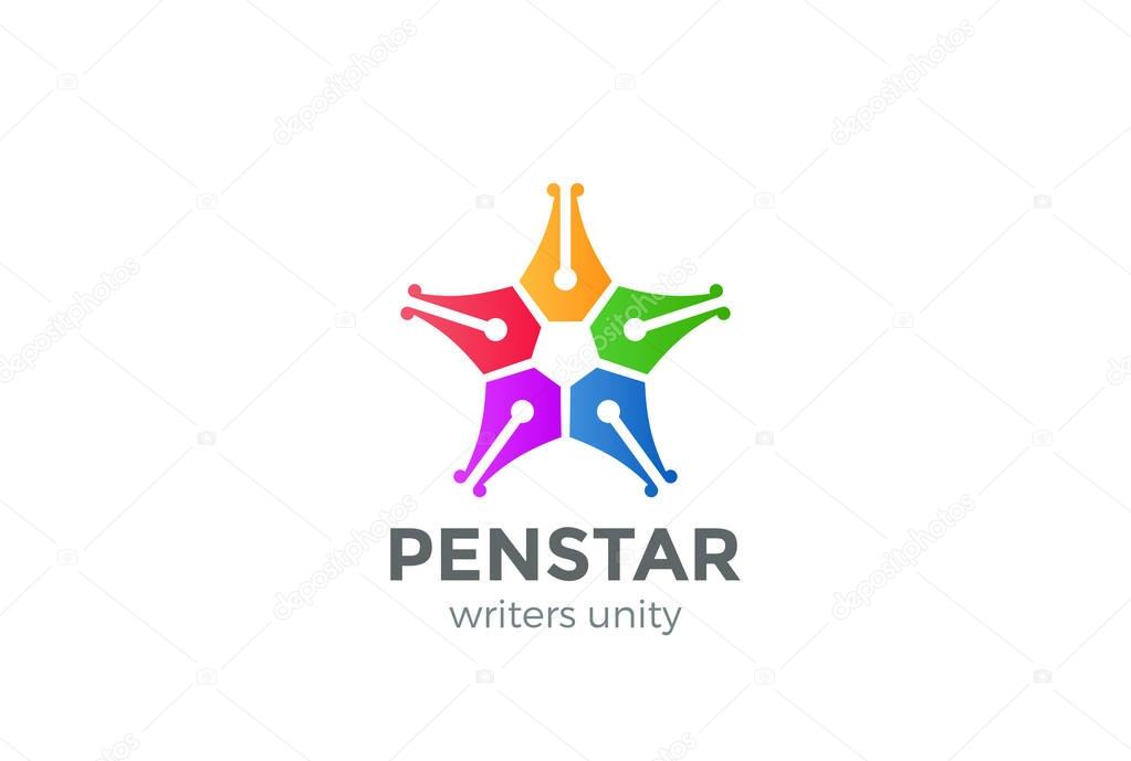 Pen Logo star design vector template
