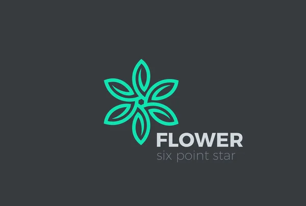 Folhas verdes flor estrela logotipo design — Vetor de Stock