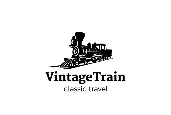 Silueta de tren Vintage Diseño de logotipo — Vector de stock