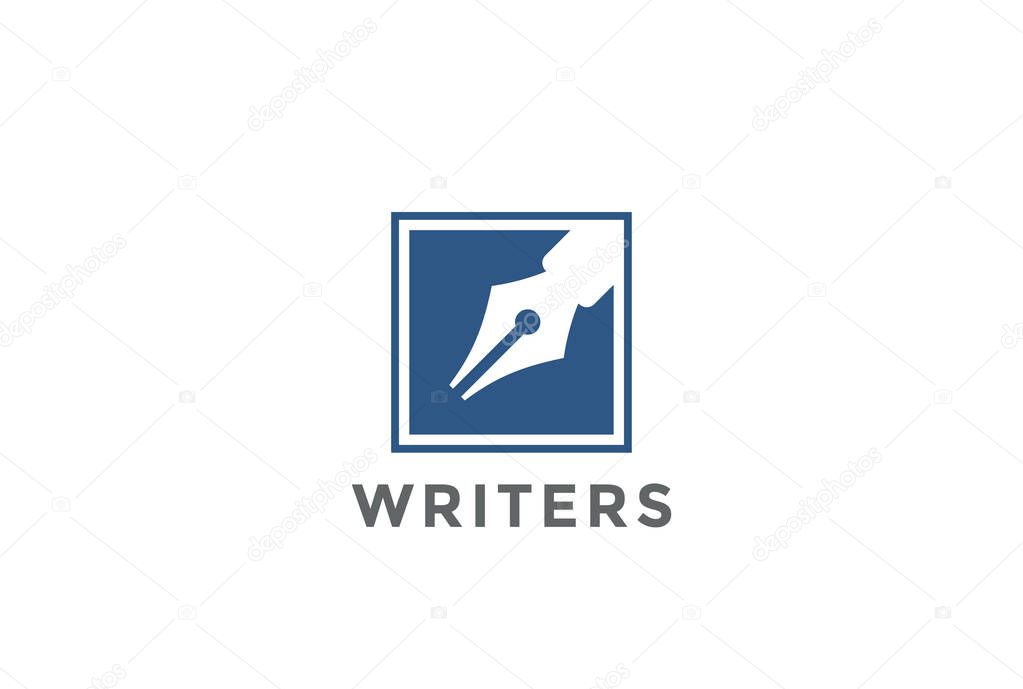 Pen Logo square shape design vector template