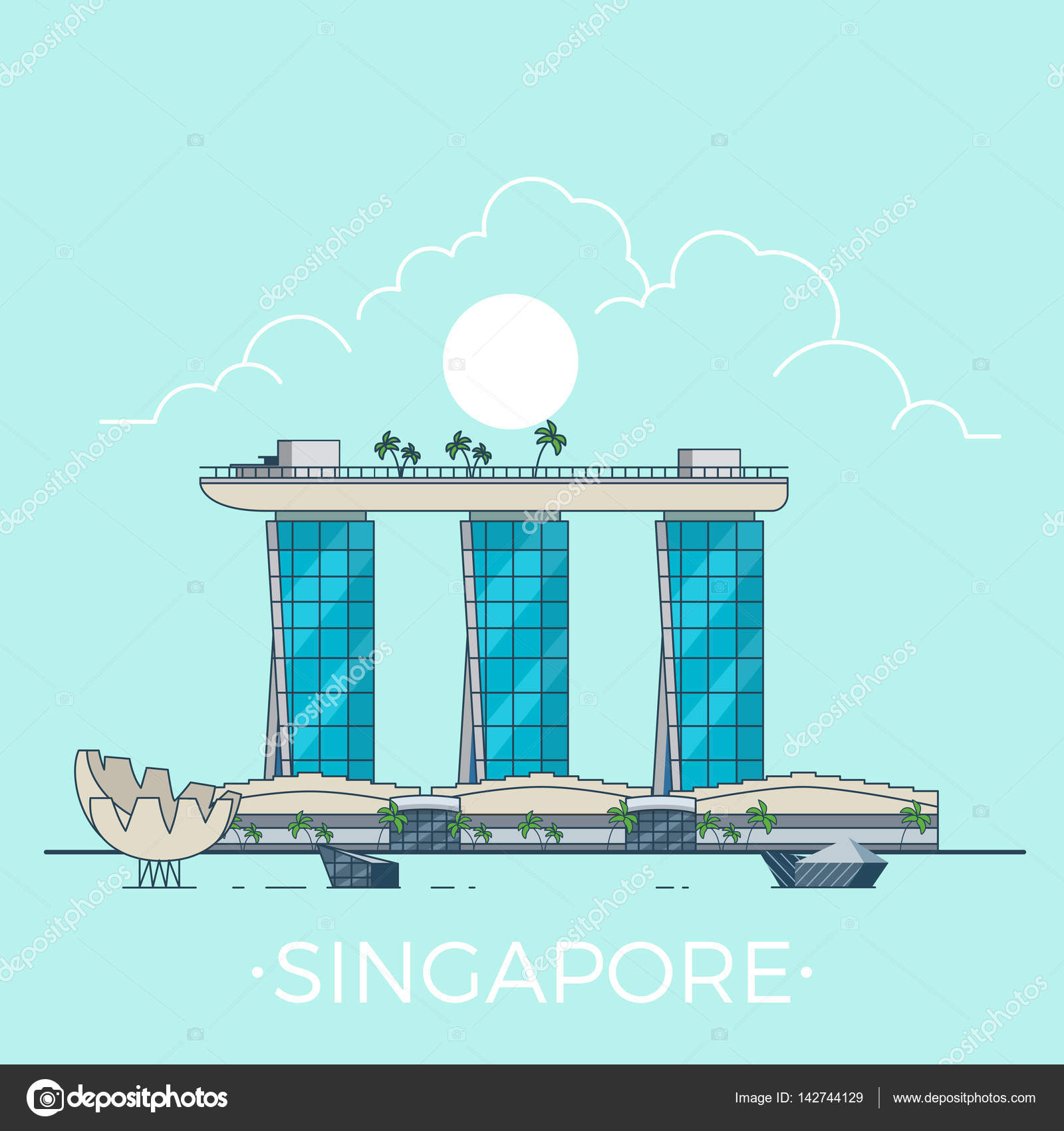 Marina Bay Sands in Singapore country Stock Vector Image by ©Sentavio  #142744129