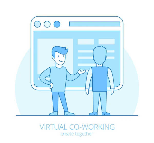 Conceito de negócio virtual de coworking . — Vetor de Stock