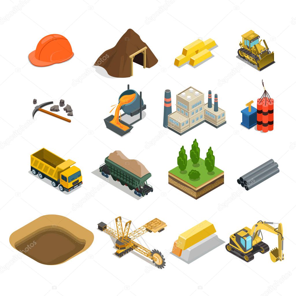gold coal and minerals extraction icons