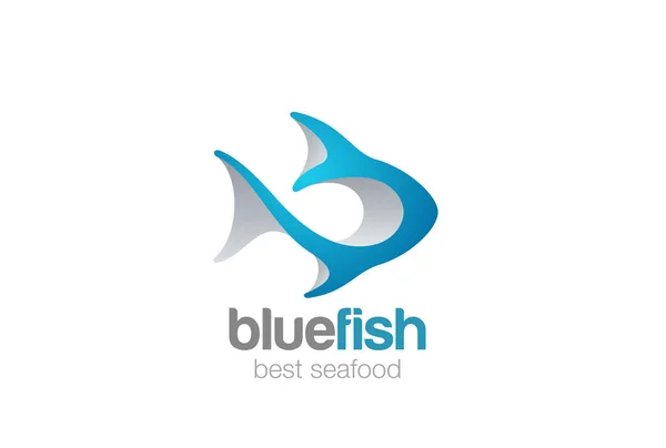 Fish Logo 3D plantilla de vector de diseño abstracto — Vector de stock