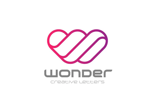 W Carta Logo diseño vector plantilla Estilo lineal — Vector de stock