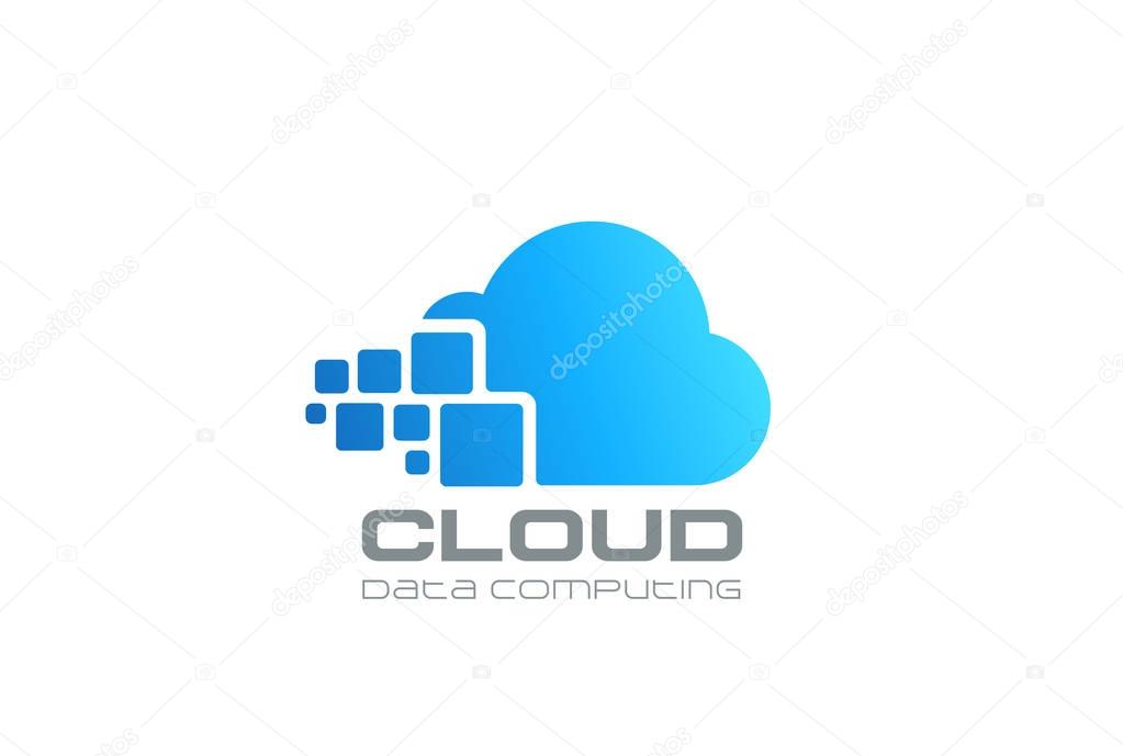 Cloud computing digital big data Logo design vector template