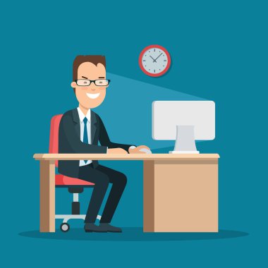 Düz genç gülümsemek iş adamı