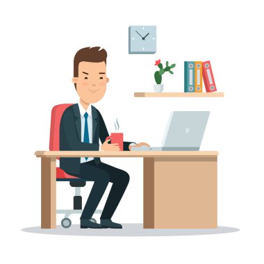 Düz genç gülümsemek iş adamı