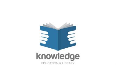 Eller Logo tasarım vektör şablon negatif boşluk St açık kitap