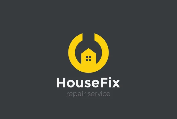 Chave de serviço de reparação de casa Modelo de vetor de design de logotipo Negativo —  Vetores de Stock