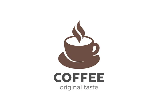 Koffiekopje Logo ontwerpstijl vector sjabloon negatieve ruimte — Stockvector