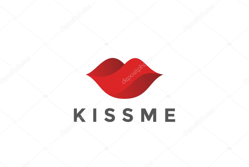 Red Lips Logo design vector template. Kiss icon