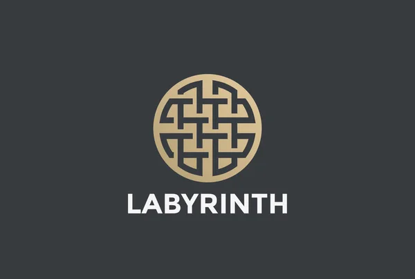 Labyrint-doolhof cirkel Logo abstract vector ontwerpsjabloon — Stockvector