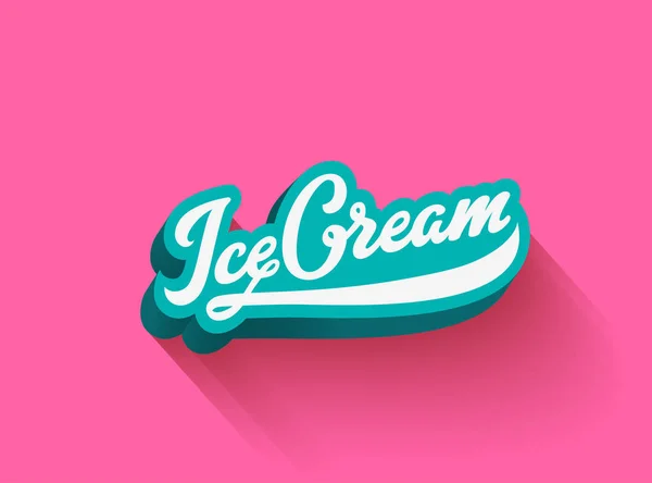 Crème glacée texte 3D vectoriel Lettrage poster modèle de conception — Image vectorielle