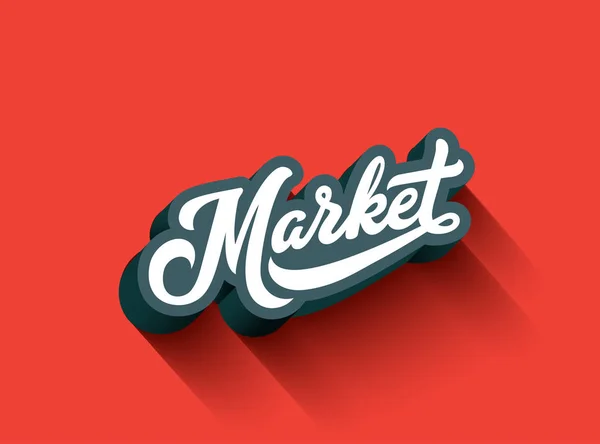 Market text 3D Vector Lettering poster design template — Stock Vector