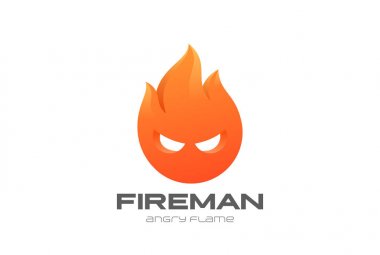 Ateş adam alev daire soyut Logo tasarım vektör şablonu. İtfaiyeci logo oyun simgesi