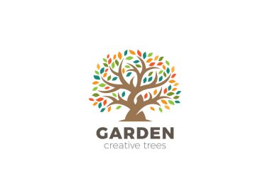 Bahçe ağaç soyut Logo tasarım vektör şablonu