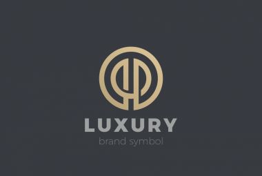 Altın daire soyut doğrusal Logo tasarım vektör şablonu