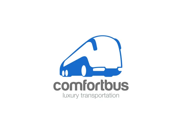 Bus Passagiers Transport Voertuig Logo Ontwerpstijl Vector Sjabloon Negatieve Ruimte — Stockvector
