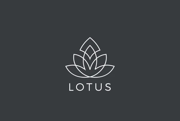 Lotusblume Luxus Logo Design Vektor Vorlage Linearen Stil Mode Gesundheit — Stockvektor