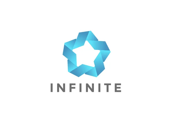 Pětibodové Hvězda Unie Logo Stuha Looped Infinity Design Vektor Šablona — Stockový vektor