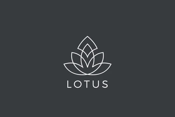 Lotus Flower Luxury Logo Design Vector Template Linear Style Fashion - Stok Vektor