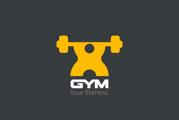 Gimnasio Fitness Sport Logo Diseño Plantilla Vectorial Hombre Con Barbell — Archivo Imágenes Vectoriales