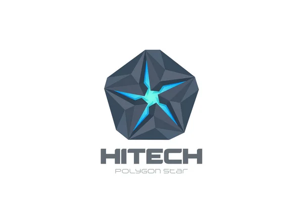Pentagon Star Logo Abstract Ontwerpsjabloon Vector Technologie Tech Sci Logotype — Stockvector