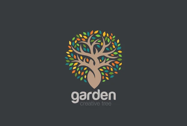 Árvore Jardim Abstrato Logo Design Vector Template — Vetor de Stock