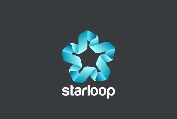 Star Union Logo Ribbon Looped Modelo Vetor Design Infinito —  Vetores de Stock