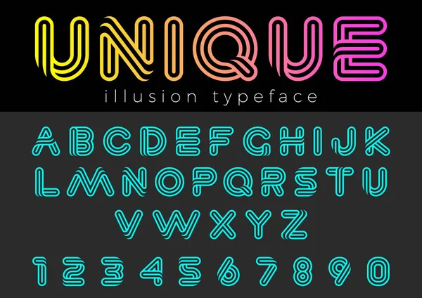 Lineaire Illusie Vector Lettertype Voor Titel Koptekst Belettering Logo — Stockvector