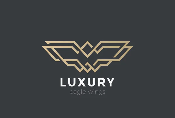 Eagle Wings Astratto Logo Design Modello Vettoriale Stile Lineare — Vettoriale Stock