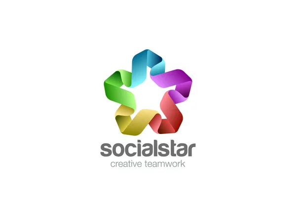 Soziale Teamarbeit Star Union Logo Design Vektor Vorlage — Stockvektor