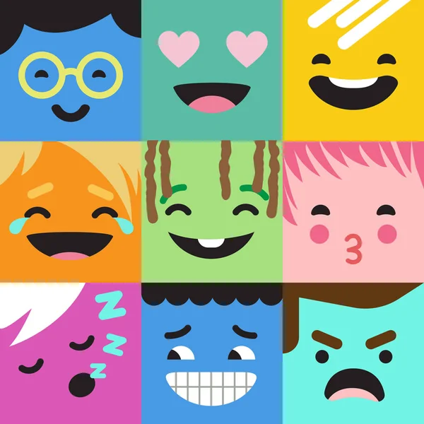 Emoji Soyut Vektör Tasarımı Komik Canavar Yüz Karakter — Stok Vektör