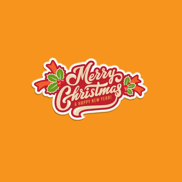 Boldog Karácsonyt Boldog Évet Szöveg Kalligrafikus Betűkkel Üdvözlés Kártya Matrica — Stock Vector