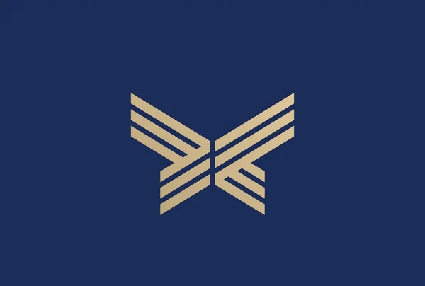 Gold Butterfly Astratto Logo Design Modello Vettoriale Stile Lineare — Vettoriale Stock