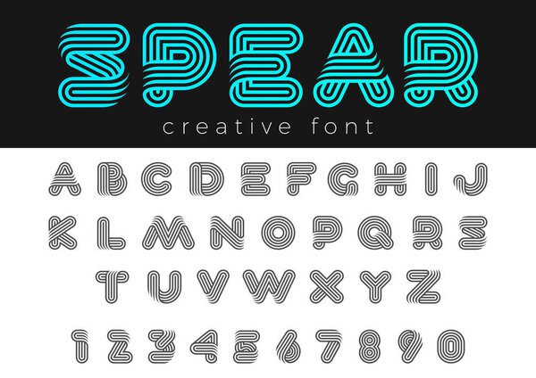 Linear Rounded Design vector Font for Title, Header, Lettering, Logo