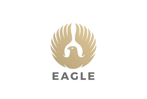 Золотий Орел Rising Крила Логотипу Дизайн Вектор Шаблону Форму Кола — стоковий вектор