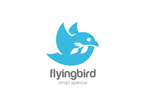 Funny Flying Bird Abstract Modelo Vetor Design Logotipo — Vetor de Stock