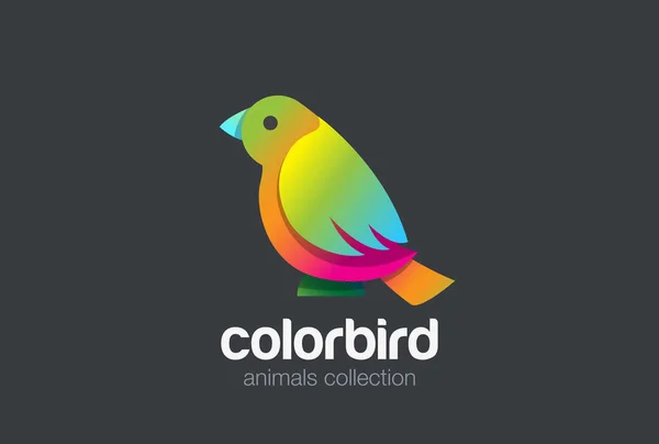カラフルな鳥の抽象的なロゴ デザイン ベクトル テンプレートを座っています — ストックベクタ