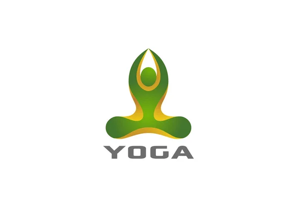 Yoga Sentado Lotus Pose Logo Diseño Abstracto Vector Plantilla — Archivo Imágenes Vectoriales