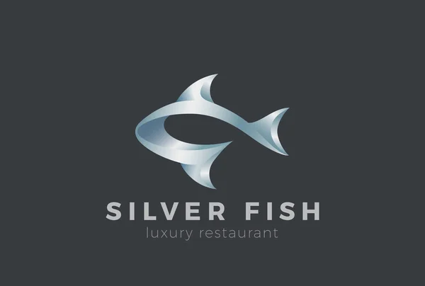 Metal Balık Siluet Logo Tasarım Vektör Şablonu Soyut — Stok Vektör