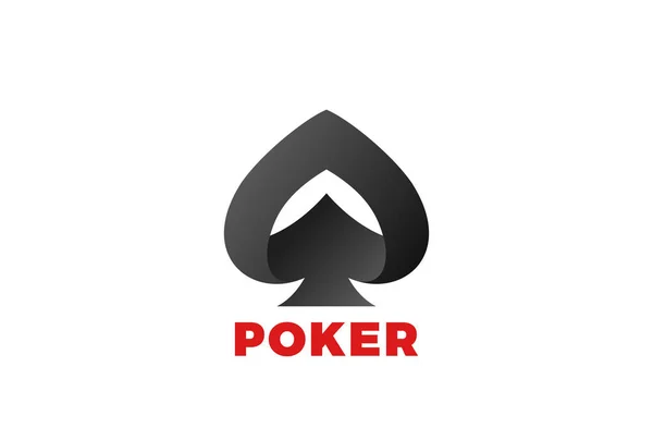 Czarne Szczyty Pik Poker Blackjack Kasyno Logo Szablon Wektor — Wektor stockowy