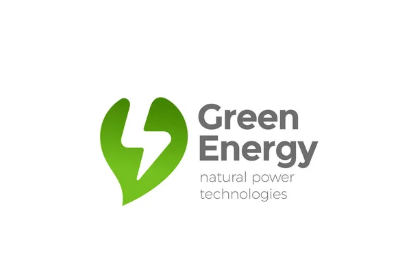 Gröna Alternativ Energi Makt Logo Design Vektor Mallstil Negativa Utrymme — Stock vektor