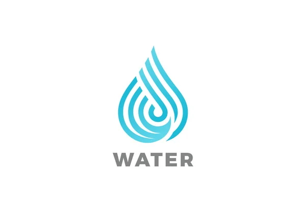 Water Drop Logo Design Vector Template Linear Style — Stock Vector
