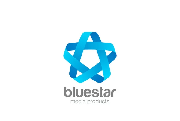 Modelo Vetor Azul Fita Loop Infinito Estrela Logo Design —  Vetores de Stock