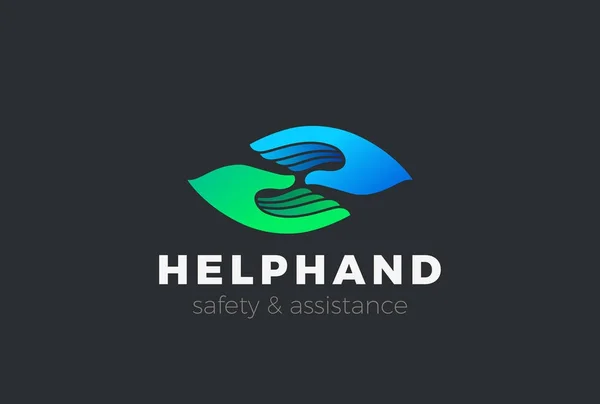 Help Support Assistance Safety Two Hands Logo Design Vector Template — Stock Vector