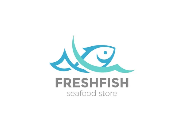 Fish Water Logo Design Vector Template — Stock Vector